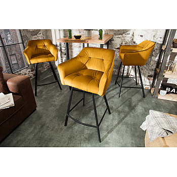 Barová stolička 40308 Loft Zamat Žltá