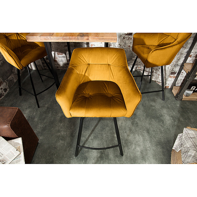 Barová stolička 40308 Loft Zamat Žltá