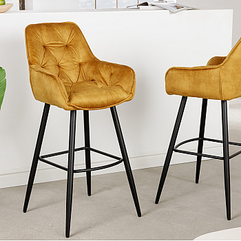 Barová stolička 41959 Milano Zamat Žltá