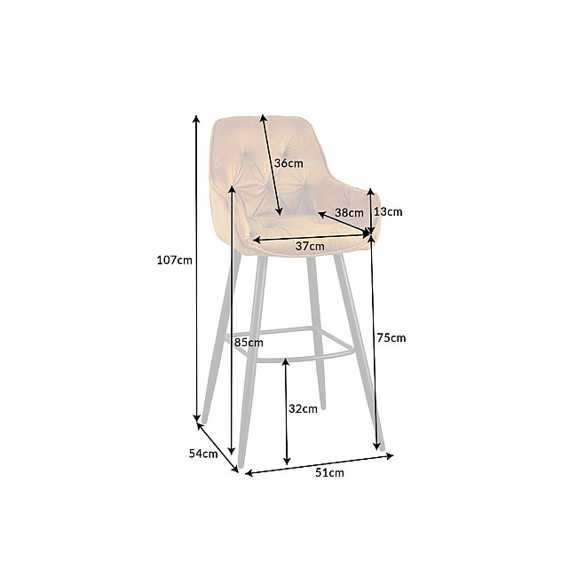 Barová stolička 41959 Milano Zamat Žltá