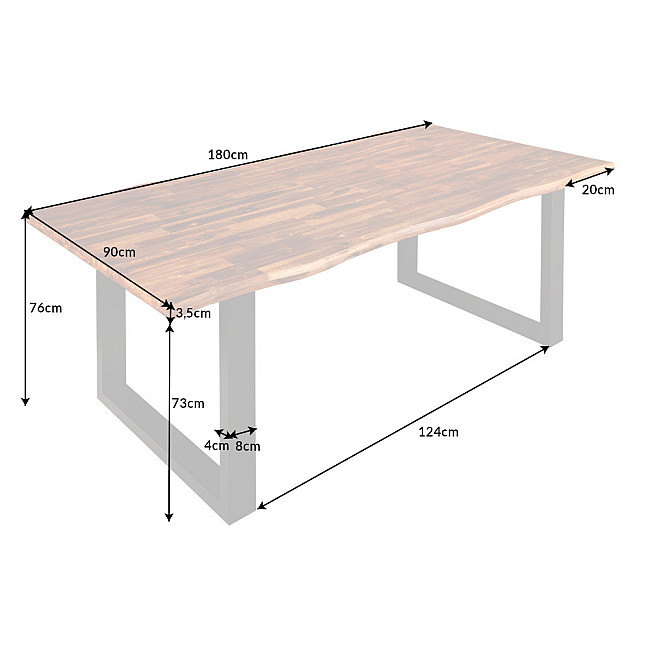 Jedálenský stôl 42047 180x90cm Masív drevo Acacia