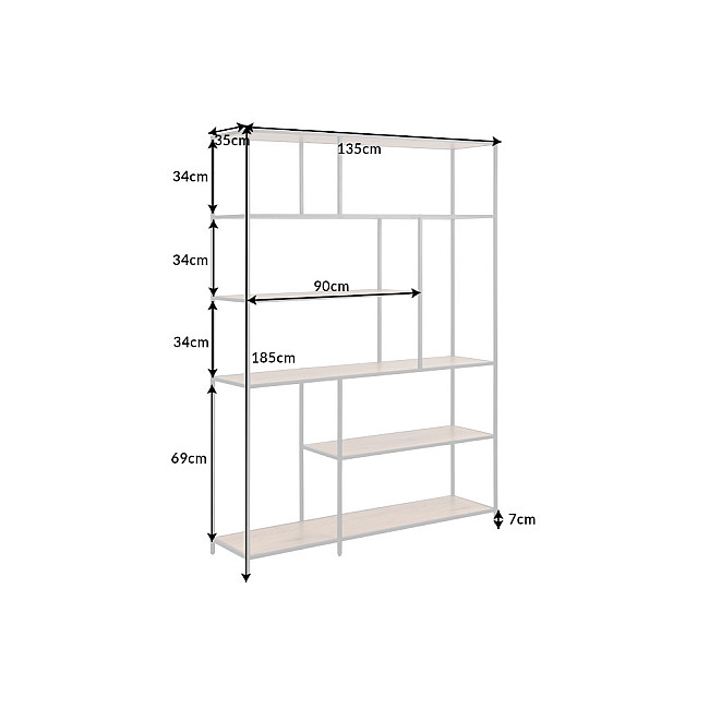 Knižnica/Regál 42026 135cm Slim Line Divoký Dub