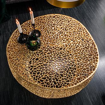 Konferenčný stôl 40285 80x80cm Aluminium Gold