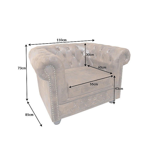 Kreslo 17383 Chesterfield Antik hnedá