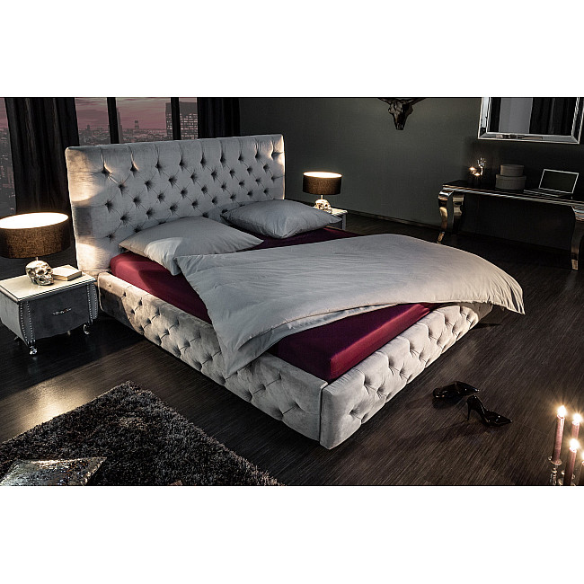 Posteľ 39992 180x200cm Zamat šedá