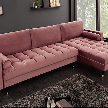 Rohová sedacia súprava 40276 Cozy - Zamat starorúžová