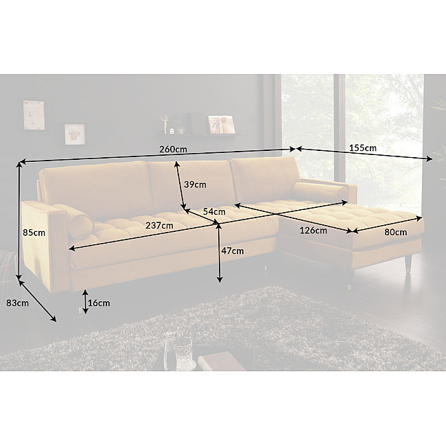 Rohová sedacia súprava 40277 Cozy - Zamat Žltá