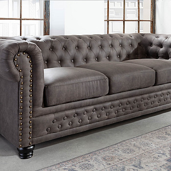 Sedacia súprava 40517 Chesterfield 3-sedenie Vintage Šedá Taupe