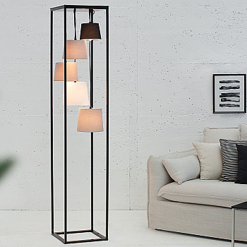 Stojaca lampa 38685 Levels 180cm Čierna, Šedá, Biela