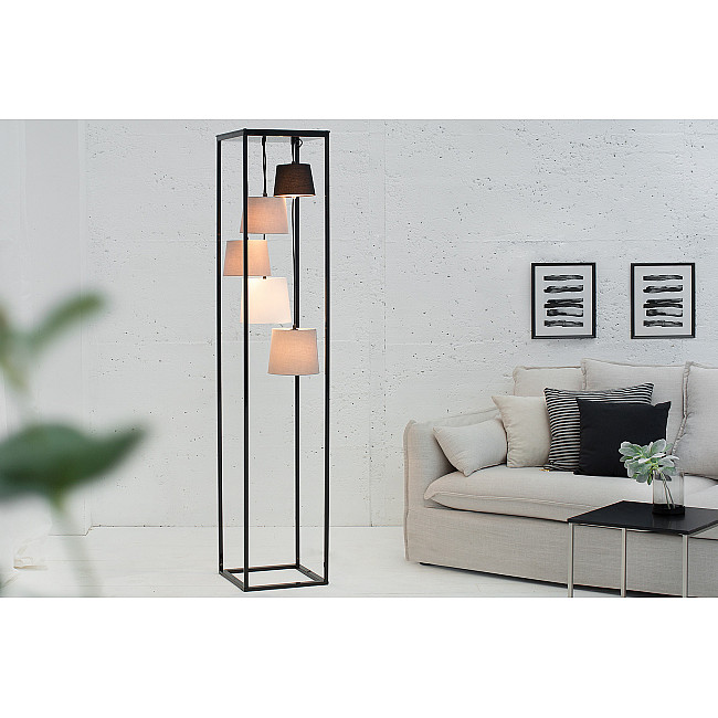 Stojaca lampa 38685 Levels 180cm Čierna, Šedá, Biela