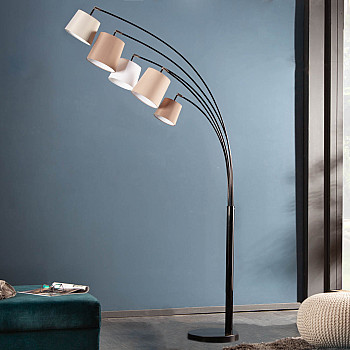 Stojaca lampa 38825 Levels 205cm Šedá, Hnedá, Biela