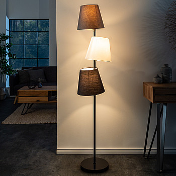 Stojaca lampa 39674 Levels 163cm Čierna, Šedá, Biela