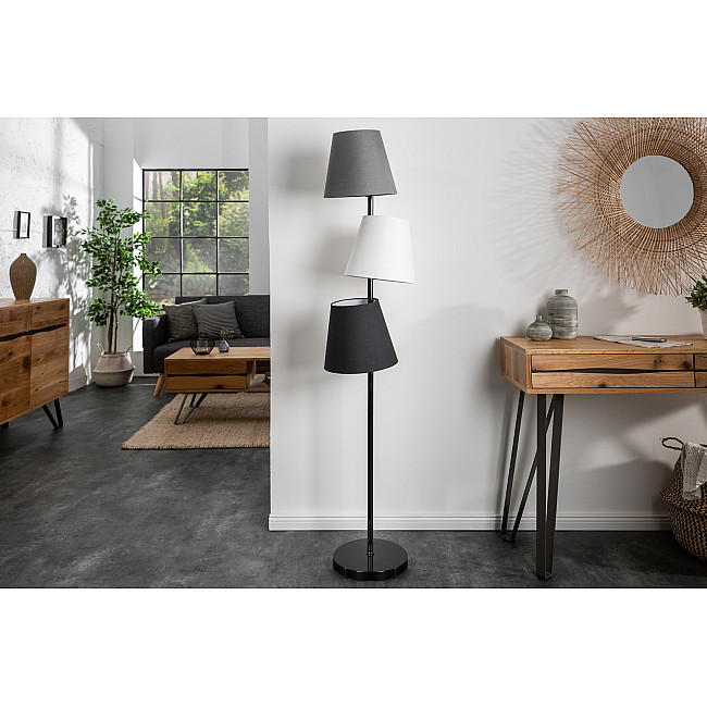 Stojaca lampa 39674 Levels 163cm Čierna, Šedá, Biela