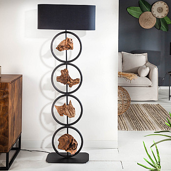 Stojaca lampa 40398 Elements 147cm Čierna Drevo Acacia