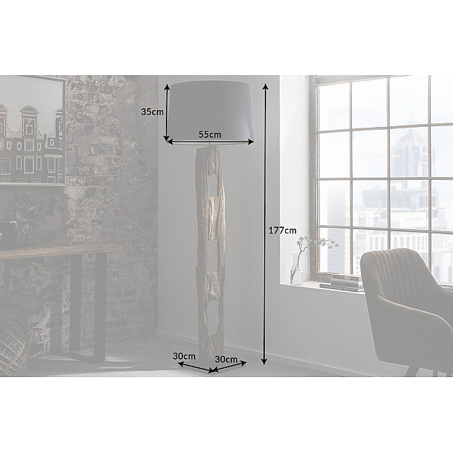 Stojaca lampa 41043 Barracuda 177cm Čierna Drevo Acacia