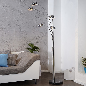 Stojaca lampa 7365 Lesklý chróm/Biela