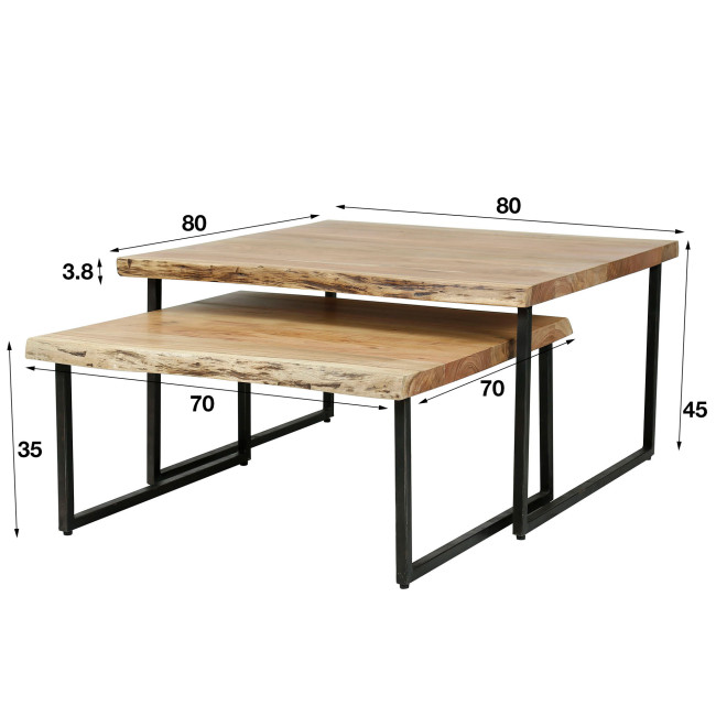 Konferenčný stôl 21-54 80x80cm 2-set Edge Drevo Acacia