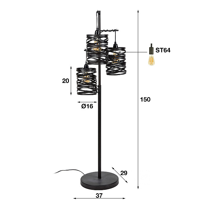 Stojaca lampa 82-93 3L Spindle