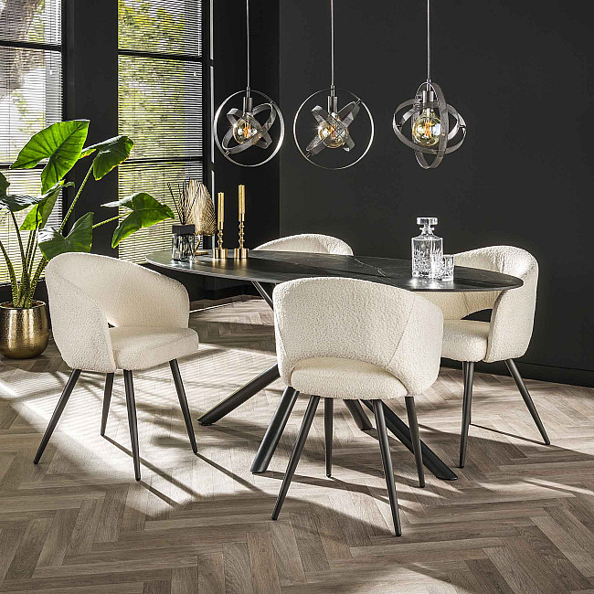 Stolička 45-14 Bouclé Látka Biela