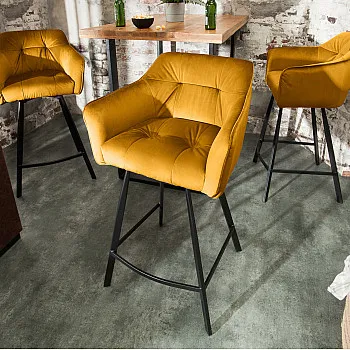 Barová stolička 40308 Loft Zamat Žltá
