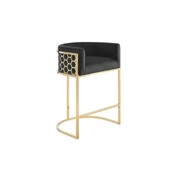 Barová stolička Elegance 47502 Zamat - Čierna