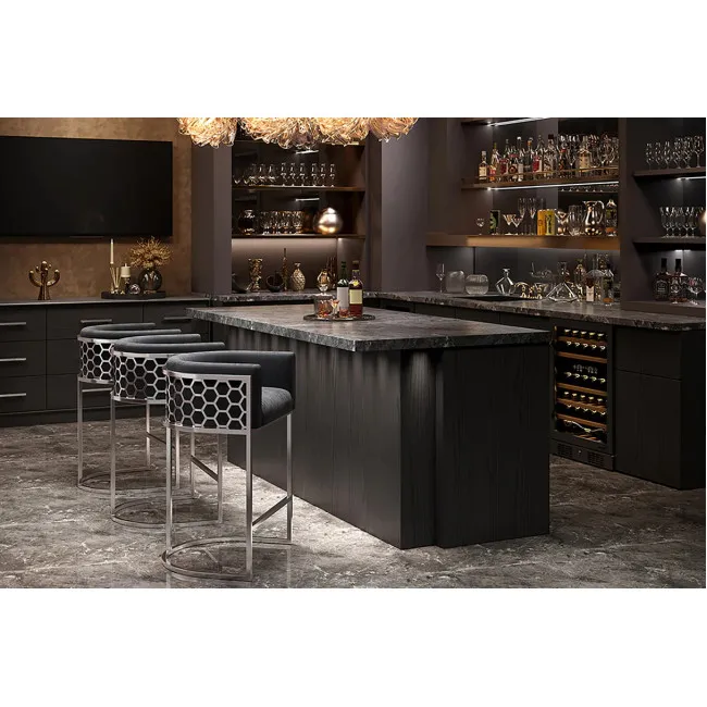 Barová stolička Elegance 47504 Zamat - Šedá