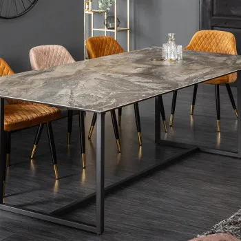 Jedálenský stôl 40668 200 x 100cm Marble Look Taupe Ceramik 