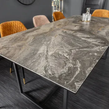 Jedálenský stôl 40668 200 x 100cm Marble Look Taupe Ceramik 