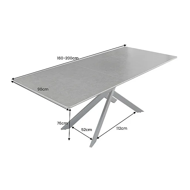Rozkladací jedálenský stôl Alpine 43845 160/200x90cm Ceramik antracite