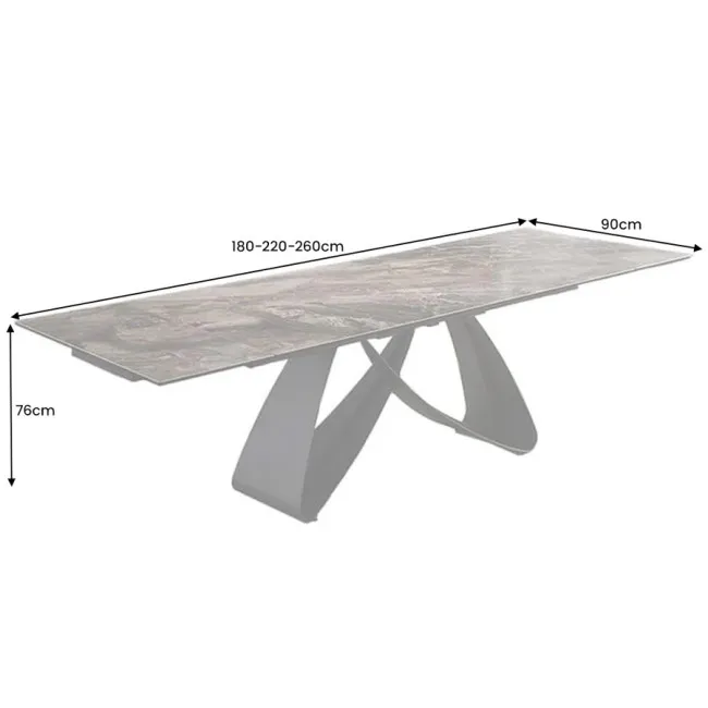 Rozkladací jedálenský stôl Infinity 45181 180/220/260 x 90cm Look taupe Ceramik