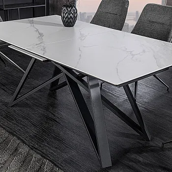 Rozkladací jedálenský stôl Atlas 46497 160/200x90cm Ceramik white marble