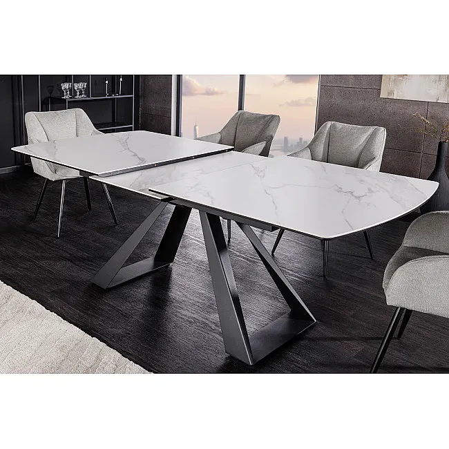 Rozkladací jedálenský stôl 46498 Concord 180/230 x 90cm White marble Look Ceramik