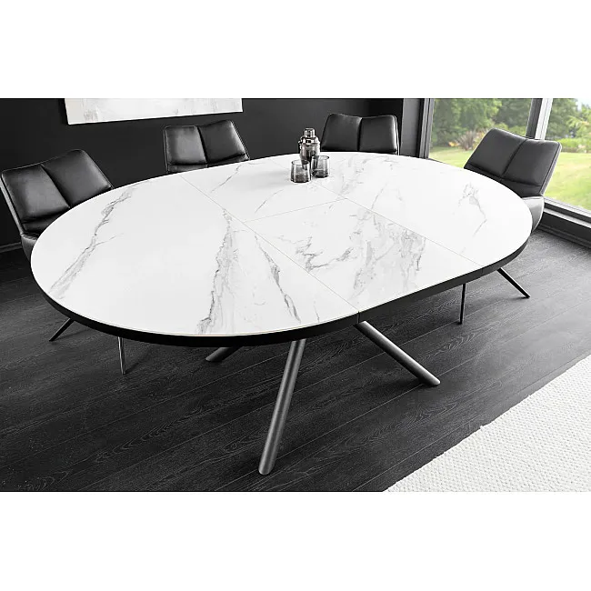 Rozkladací jedálenský stôl Mikado 46503 120/160x90cm Ceramik white marble
