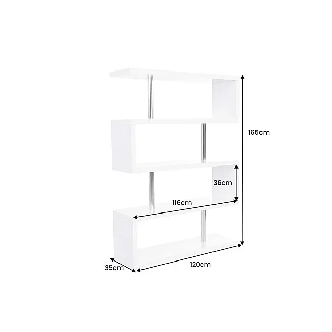 Knižnica/Regál Snake 46400 120cm Biely vysoký lesk