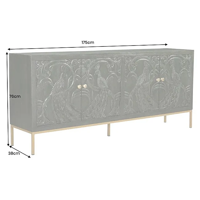 Komoda 45791 Peacock 175cm Drevo Mango Zelená