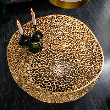 Konferenčný stôl 40285 80x80cm Aluminium Gold