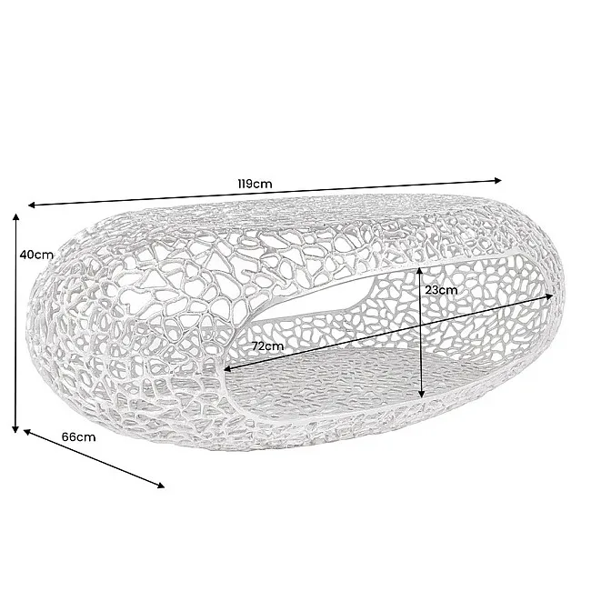 Konferenčný stôl Organic 44148 120x66cm Aluminium Silver