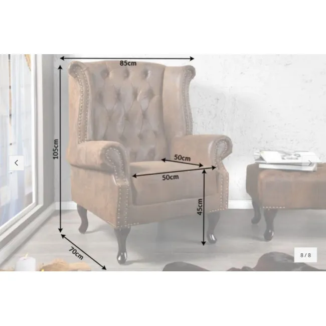 Kreslo 19448 Chesterfield Antik hnedá