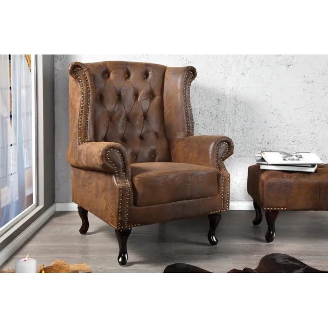 Kreslo 19448 Chesterfield Antik hnedá