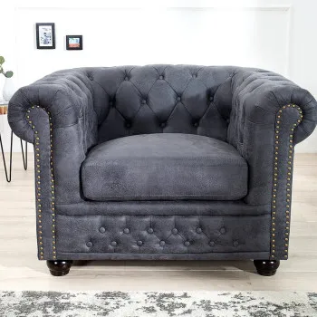 Kreslo 37389 Chesterfield Antik šedá