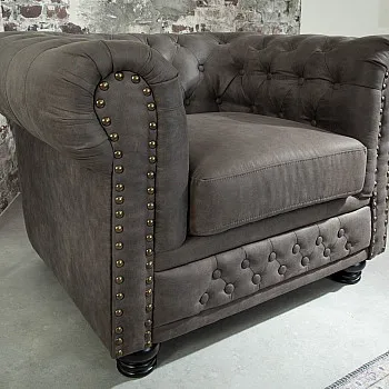 Kreslo 40519 Chesterfield Vintage Šedá Taupe
