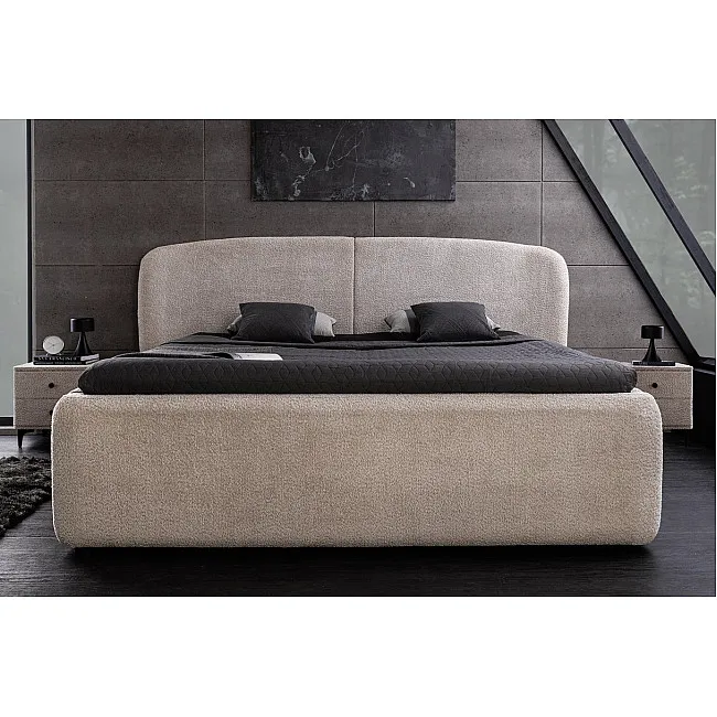 Posteľ 45332 Art Deco 180x200cm Bouclé Sivá + úložný prestor