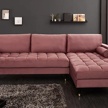 Rohová sedacia súprava 40276 Cozy - Zamat starorúžová