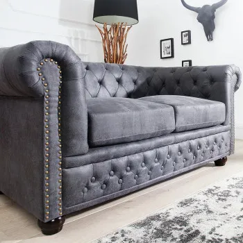 Sedacia súprava 37390 Chesterfield 2-sedenie Antik šedá