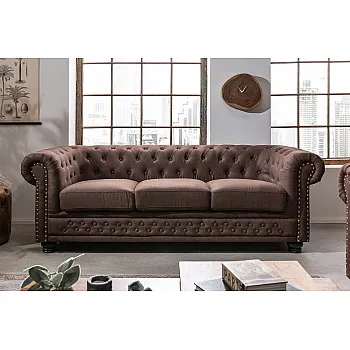 Sedacia súprava 40652 Chesterfield 3-sedenie Vintage Hnedá 