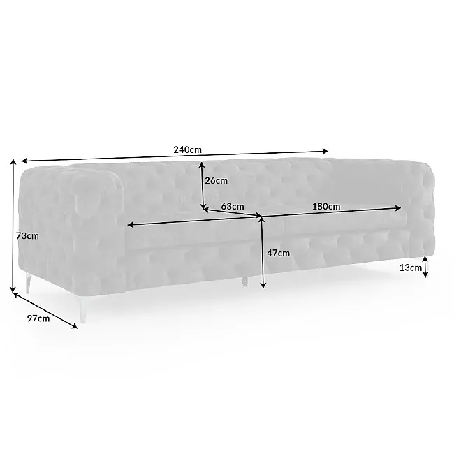 Sedacia súprava 41134 240cm Modern Barock - Zamat Šedá