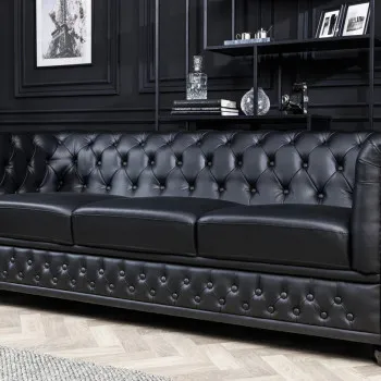 Sedacia súprava 41447 Chesterfield 3-sedenie Antique Čierna