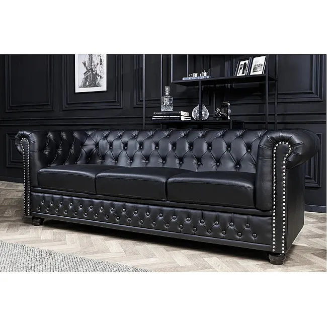 Sedacia súprava 41447 Chesterfield 3-sedenie Antique Čierna