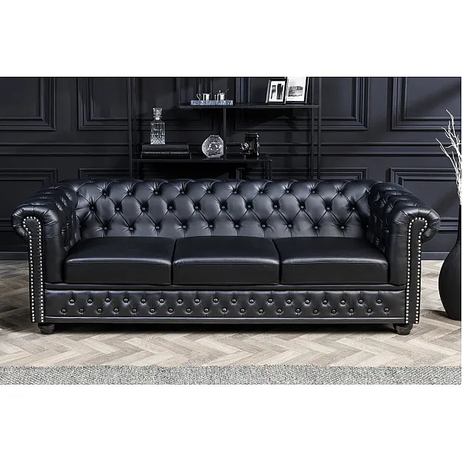 Sedacia súprava 41447 Chesterfield 3-sedenie Antique Čierna