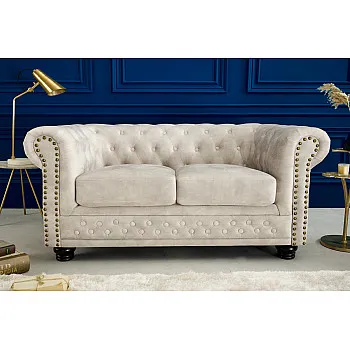 Sedacia súprava 42311 Chesterfield 2-sedenie Zamat Champagner